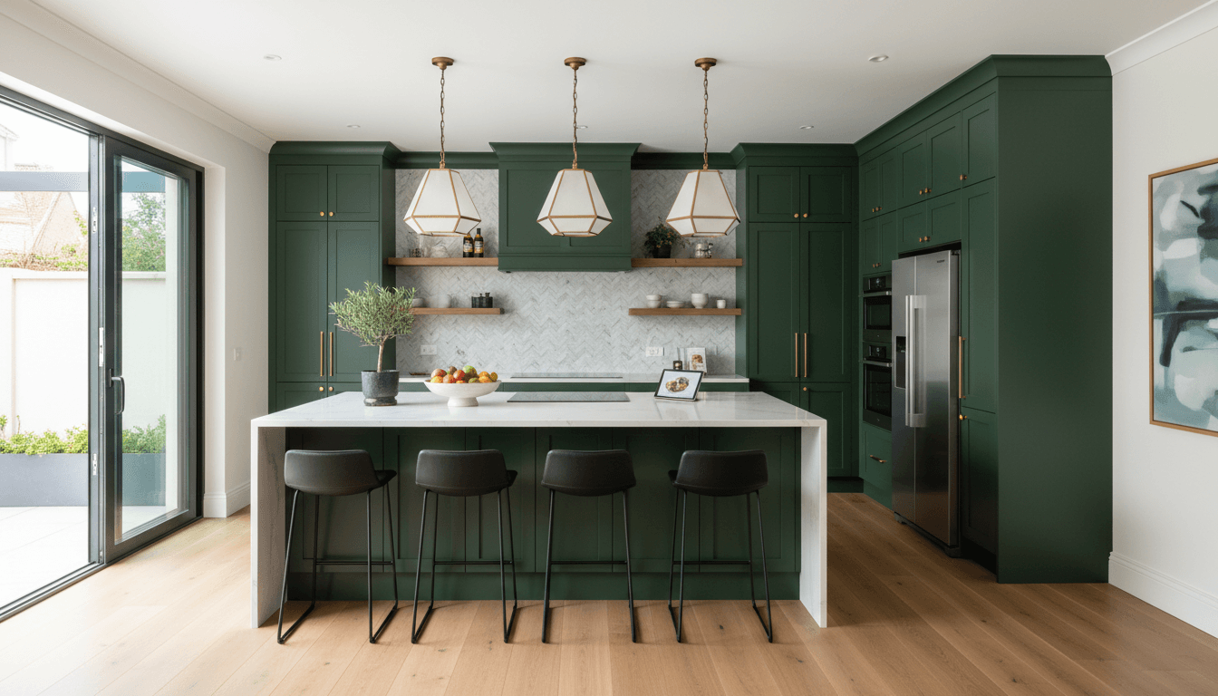 Stylish renovated kitchen with new cabinets and island