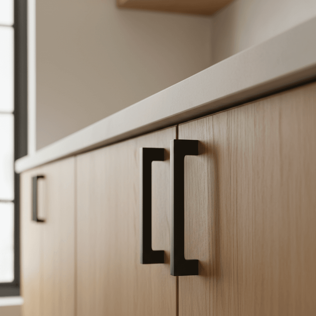 Timber veneer cabinets