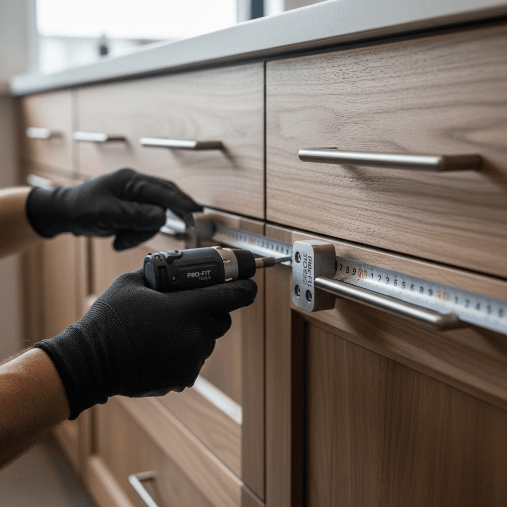 Builder fitting cabinet hardware